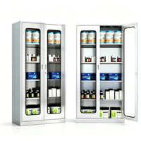 Armoire de rangement médical en acier blanc verrouillable avec portes vitrées, grand casier organisateur de médicaments pour clinique et hôpital