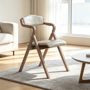 Fauteuil pliant en bois massif de caoutchouc avec mécanisme à ciseaux, assise rayée, accoudoirs col de cygne – Fournisseur direct usine pour conteneurs - Product Image 1