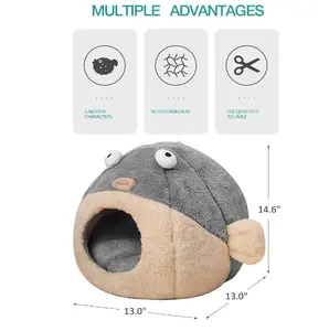 Cat Bed Cave With Removable Washable Cushioned Pillow Soft Plush Premium Cotton No Deformation Pet Bed