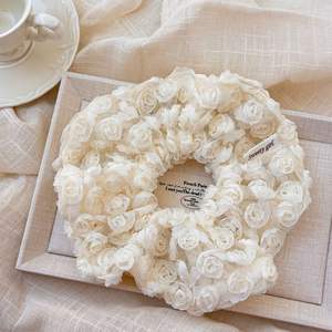 Fantástico Color Beige tridimensional delicado diseño <span class=keywords><strong>de</strong></span> flores rosas grandes Scrunchies <span class=keywords><strong>para</strong></span> <span class=keywords><strong>el</strong></span> <span class=keywords><strong>cabello</strong></span> Vintage encaje <span class=keywords><strong>tul</strong></span> tela <span class=keywords><strong>lazos</strong></span> <span class=keywords><strong>para</strong></span> <span class=keywords><strong>el</strong></span> <span class=keywords><strong>cabello</strong></span> - Product Image 4