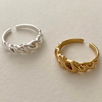 Dernier modèle Anneaux ouverts torsadés irréguliers en argent sterling S925 pour femme Cadeau