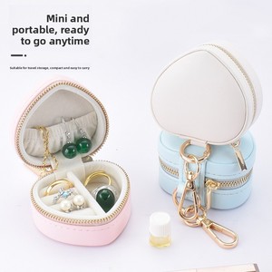 New Cute Simple and Portable PU Leather Jewelry Organizer for Girlssmall Hanging white <b>Trinket</b> <b>Box</b> - Product Image 3