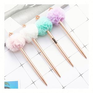 Crown Pom Ballpoint <b>Pen</b> - Cute Office Gift, Fluffy Metal <b>Pen</b>, Fun Promotional Writing Tool - Product Image 1
