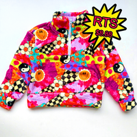 Sweat-shirt en polaire à imprimé dessin animé pour enfants RTS, 260 GSM, double face, en peluche, pull à demi-zip, livraison rapide, haut d'hiver pour enfants