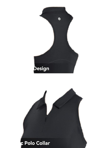 Ärmelloses Golf kleid für Damen mit Revers reiß verschluss Einfarbiger, einfacher, trockener, atmungsaktiver Tennis rock - Product Image 6