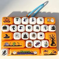 Mainan Gantungan Kunci Keyboard Mini 26 Tombol Halloween, Mainan Tekan Pereda Stres, Liontin Dekompresi Portabel - Grosir