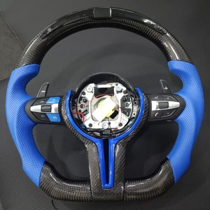 Volante de Coche de Cuero Azul y Fibra de Carbono para <span class=keywords><strong>BMW</strong></span> F10 F11 F20 F21 F30 F31 F34 F32 F33 F36 F20 F22 F23 F48 M3 M5 Serie <span class=keywords><strong>E</strong></span> - Product Image 1