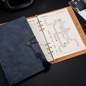 Carnet à couverture rigide personnalisé style chinois, <span class=keywords><strong>classeur</strong></span> à 6 anneaux, organiseur A5 en cuir PU, <span class=keywords><strong>magazine</strong></span> - Product Image 3