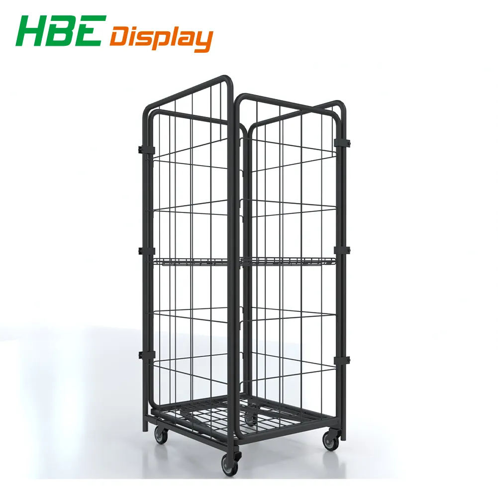 Heavy Duty Metalltic Large Capacity Removable Storage Rolling Container Metal Cage On Wheels