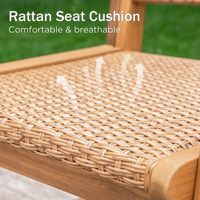 Ensemble de 2 chaises de salle à manger d'extérieur en bois d'acacia, fauteuils avec dossier en osier et rangement, style ferme, pour bureau, jardin, balcon