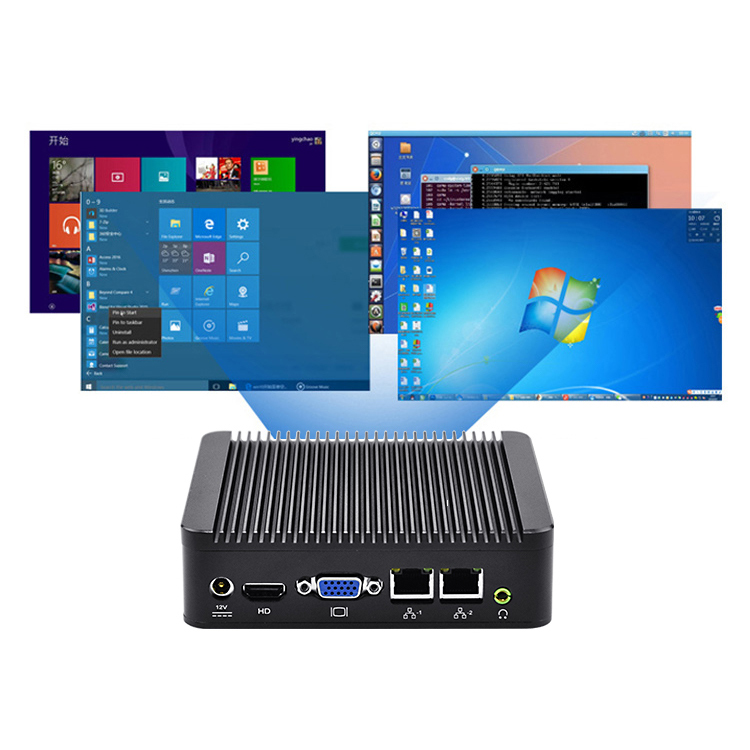 Sans ventilateur Mini Pc Soutien Baytrail-d/i/m Cpu 2 * usb 4 Ports Ethernet Mini Pc 1 * rj45/rs232 Ordinateur Embarqué