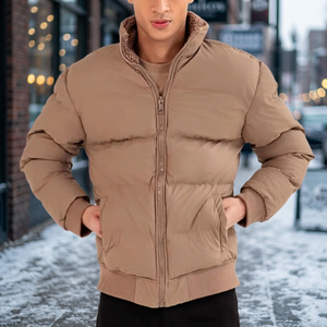 Veste matelassée unisexe sur mesure, design uni, pour l'hiver, col montant, fermeture éclair, capuche en toile, logo sur le devant, service OEM - Product Image 3