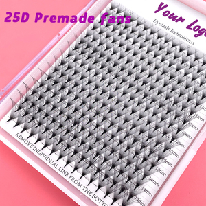 Stock de Cheveux Synthétiques 0.05mm 6D 8D Premade Fans Extension de Cils 10D 12D 0.07mm C D Short Long Stem Premade Volume Fans - Product Image 4
