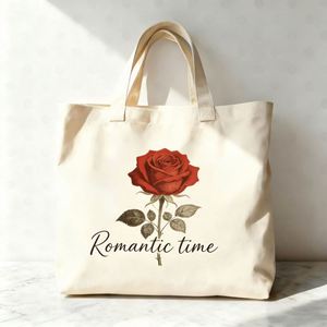 Promotional Fashion Eco Cotton Printed Canvas <b>Tote</b> <b>Bag</b> with Custom Logo Zipper Closure <b>Medium</b> Reusable Shopping <b>Bags</b> - Product Image 1