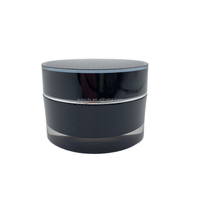 Pot en acrylique à double paroi 5g-50g, rond noir brillant, pour gel UV, cosmétiques, crème pour le visage, avec couvercle à vis, sérigraphié