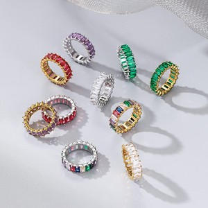 Anelli di zircone cubici di fascia alta gioielli Non appannati 14k oro placcato in acciaio inossidabile Baguette zircone <span class=keywords><strong>anello</strong></span> da donna YF3143 - Product Image 3