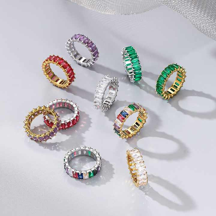 High End Colorful Cubic Zirconia Rings Non Tarnish Jewelry 14k Gold ...
