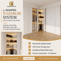 Armoire d'angle moderne en bois écologique en forme de L pour projets d'appartements et d'hôtels, mobilier de chambre personnalisé en gros