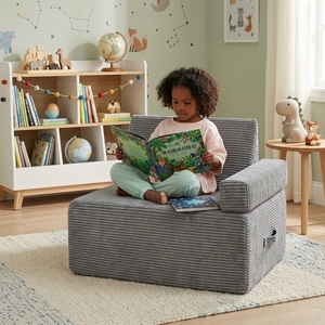 Sofá Infantil de Espuma Comprimida al Vacío en Caja, con Cubierta de Tela de Pana, Sillón con Trampolín para Niños, Logotipo Personalizado - Product Image 1