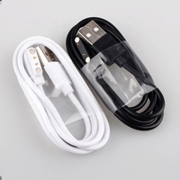 Câble de charge magnétique rapide universel en cuivre pur pour accessoires de montre connectée, 2 broches 4 mm, 60 cm, noir, vente en gros