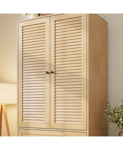 Armoire de chambre moderne avec 3 tiroirs, armoire en bois de 69,5 pouces avec tringle de suspension, 2 portes, rangement mural pour vêtements - Product Image 6