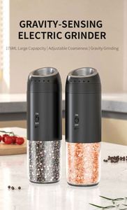 Electric Gravity Salt and Pepper Grinder Set <b>Spice</b> <b>Jar</b> Rechargeable Black Pepper Mill Grinder With Blue Light and Stand - Product Image 4