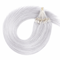 Extensions de cheveux naturels indiens Remy blanchis à micro-anneaux, double trame, lisses, couleur argent, tissage double à la machine, en cheveux humains