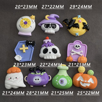 Aksesoris Resin Halloween Terbaru untuk DIY, Aksesoris Casing Ponsel, Aksesoris Resin Pipih, Gantungan Kunci untuk Dekorasi
