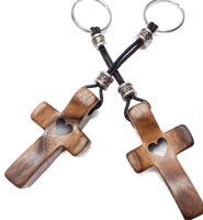 Porte-clés en bois en forme de croix, artisanat créatif en noyer, durable, anti-stress, cadeau de Noël, souvenir chrétien, prière, vente chaude