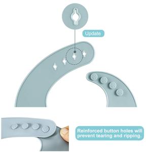 Ensemble de 3 bavoirs pour bébé en silicone de qualité alimentaire, imperméables, doux, écologiques, unisexes, fermeture à bouton, motif uni, 10-72 mois - Product Image 4