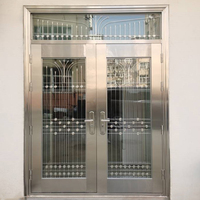 Porte de sécurité de luxe en acier inoxydable de style moderne, entrée avant antivol pour maisons et villas résidentielles, ouverture manuelle intérieure