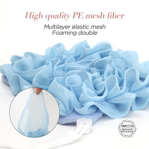 Vente en gros Loofah doux et gant de toilette 2 en 1 éponge de bain Loofah <span class=keywords><strong>serviette</strong></span> boule de bain avec cordon éponge de douche pour le corps - Product Image 5