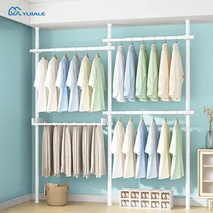 No Drill Standing Heavy Duty Portable Clothes Rack Bedroom Detachable Industrial Pipe Cloths Hanger Stand