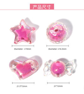 Wholesale Spot Candy Color Electroplated <b>Acrylic</b> Loose <b>Beads</b> <b>Plastic</b> Middle DIY Beaded Hairline Accessories - Product Image 5