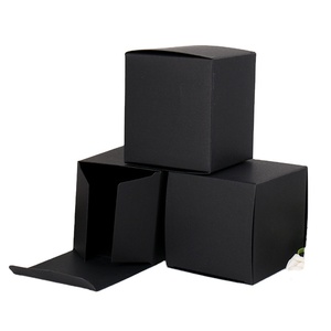 Black plain paper folding box gift box candle cosmetic small box packaging