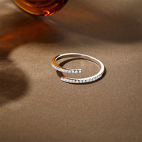 Bague ouverte en argent sterling 925 CANNER avec moissanite pour femme, bijou de fiançailles ajustable, luxueux et étincelant