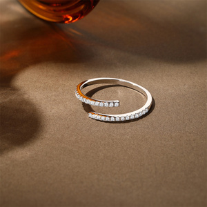CANNER S925 <b>Sterling</b> <b>Silver</b> Moissanite Open <b>Ring</b> for Women, <b>Adjustable</b> Luxury Sparkling Engagement Statement Jewelry - Product Image 3