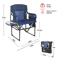 Chaise de camping compacte et pliable avec table latérale et poche de rangement