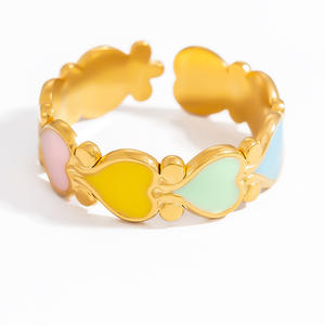 European Style Stainless Steel <b>Rings</b> For Women Flower Pattern 18k Gold Plated Colorful Jewelry Gift Fashion <b>Ring</b> Yiwu Origin - Product Image 5