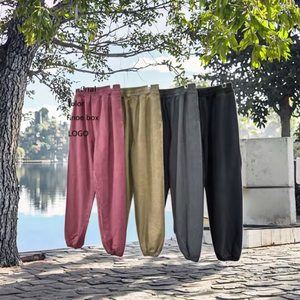 Pantalon décontracté unisexe pour hommes et femmes, 450 GSM, style athlétique, effet délavé, couleur unie, coupe ample - Product Image 2