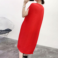 Robe plissée irrégulière grande taille mi-mollet pour femme, style Miyake, décontractée, pour soirée, taille naturelle, 100% ODM