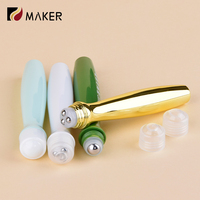 Bouteille en plastique de 15ml d'huile d'essence de crème pour les yeux Emballage cosmétique anti-transpirant déodorant PETG Distributeur de perles de massage en or