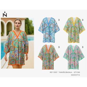 Camicia da spiaggia con scollo a V e maniche a ruota, 88x54cm, copricostume - Product Image 1