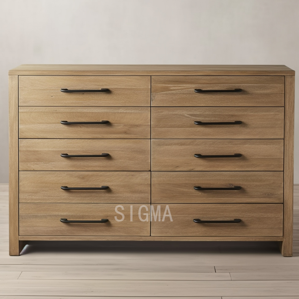 High-end vintage solid wood beside table living room furniture Luxury bedroom Sets 10 drawers cabinet