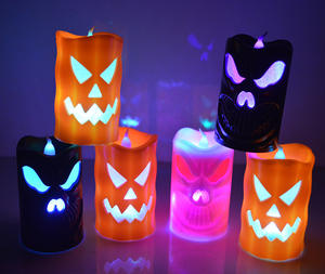 Velas Led parpadeantes de <span class=keywords><strong>calabaza</strong></span>, luces de plástico para Halloween, decoración para fiesta de Halloween, velas baratas - Product Image 3