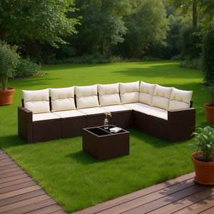 Large Brown Poly Rattan Garden <b>Sofa</b> <b>Set</b> UV Resistant Outdoor Furniture - Product Image 2