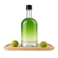 Vente en gros de bouteilles de vodka en verre transparent, bouteilles de vin, bouteilles de vin de fruits vides