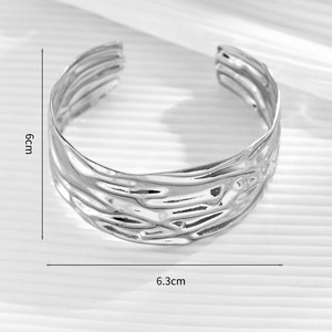 Punk Ice Creak Pattern Metal Wide Open Cuff Pulseras y brazaletes para mujer Vintage Gold Silver Long Hand Bracelet Jewelry Gift - Product Image 6