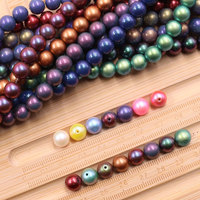 En stock Perles rondes en verre imitation perle blanche/rose/rouge de qualité AAAAA de 8 mm avec revêtement caméléon pour la fabrication de bijoux et de bracelets