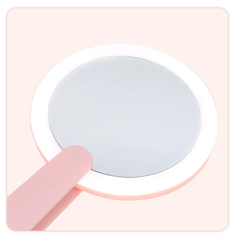 OEM Miroir de maquillage de haute qualité Vanité pliante éclairée par LED Trousse de maquillage de voyage de poche mignonne Miroir cosmétique avec miroir lumineux par LED